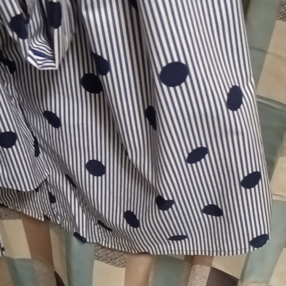 FINAL PRICE NWOT Boden blue/white striped shirt dress/navy polka dots/sash belt - Picture 11 of 15